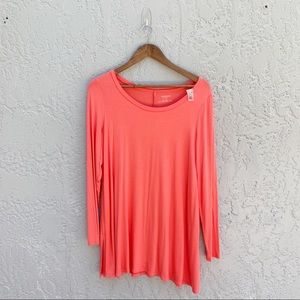 Morherhood Maternity Coral Pink Long Sleeve Tunic